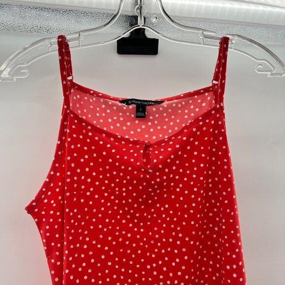 41 Hawthorne Women's Square Neck Polka Dot Tank Top Orange/White Size Small - Picture 2 of 9